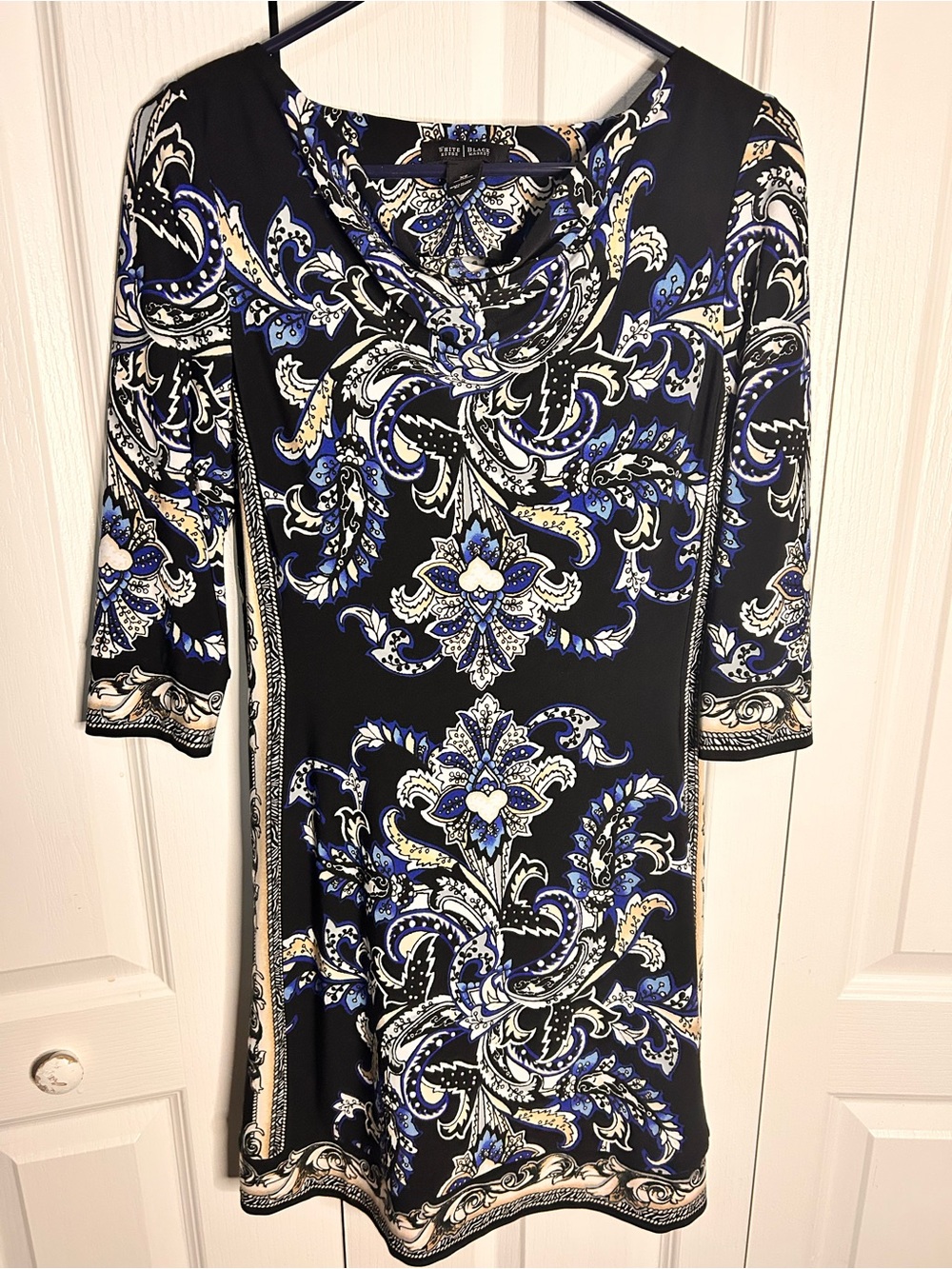 White House Black‎ Market Women’s Size XS Stretchy Blue Black Paisley Mini Dress